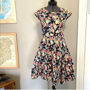 Rio Floral A-line Cap Sleeve Feminine Dress